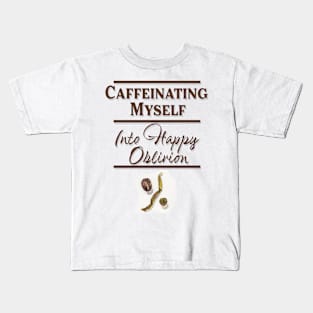 Caffeinating Myself (block) Kids T-Shirt